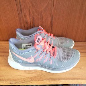 Nike Free 5.0 Wolf Grey Vivid Pink Sneakers Running Shoes Women's 8 642199-200